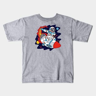 Dabbing Astronaut Riding a Rocket Kids T-Shirt